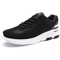 Men\'s Athletic Shoes Comfort Tulle Spring Fall Athletic Outdoor Walking Comfort Lace-up Flat Heel Black/Red Black/White Flat