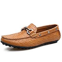 Men\'s Loafers Slip-Ons Spring Fall Moccasin PU Outdoor Flat Heel Black Brown Blue Walking