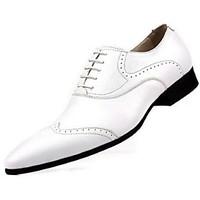 Men\'s Oxfords Comfort Cowhide Wedding Party Evening White Black Yellow Brown