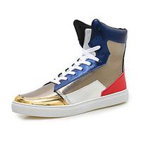 Men\'s Sneakers Spring Fall Comfort PU Casual Flat Heel Lace-up Red Sliver Black/Gold