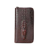 Men\'s fashion leather zipper wallet long crocodile leather handbag trend