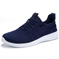 Men\'s Athletic Shoes Comfort Tulle Summer Fall Outdoor Athletic Casual Walking Lace-up Flat Heel Dark Blue Black 3in-3 3/4in