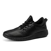 Men\'s Sneakers Comfort PU Spring Summer Outdoor Athletic Casual Lace-up Flat Heel Brown Beige Black Flat