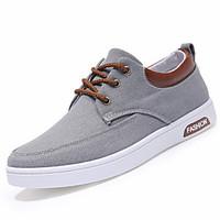 Men Sneakers Spring Summer Comfort Canvas Outdoor Sport Casual Low Heel Lace-up Blue Gray Beige Walking