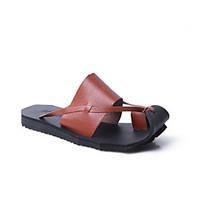 mens sandals spring summer light soles leather casual flat heel brown  ...