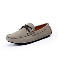 mens loafers slip ons light soles suede casual walking flat heel khaki ...