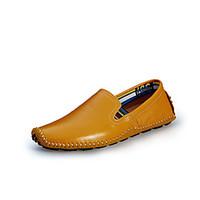 Men\'s Loafers Slip-Ons Comfort Light Soles Leather Spring Summer Casual Flat Heel Pool Brown Yellow Beige Black Walking Shoes