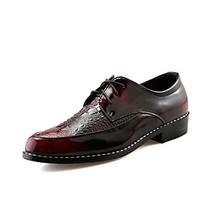 Men\'s Oxfords Comfort Leather Spring Summer Office Career Party Evening Flat Heel Ruby Silver Black Walking Shoes