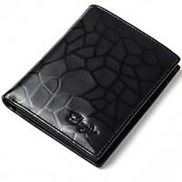 Men Wallet Genuine Leather Fashion Purse Male Real Cowhide Pattern Card Holder Trifold Short Money Bag Man Black Color
