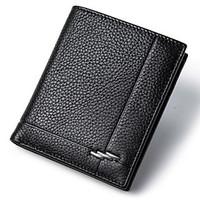 men wallets genuine leather short black purse high quality cowhide mon ...