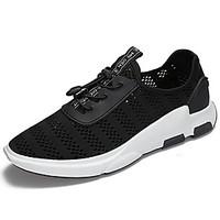 Men\'s Athletic Shoes Comfort Tulle Spring Fall Outdoor Lace-up Flat Heel Gray Black Under 1in