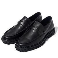 Men\'s Sneakers Comfort Cowhide Nappa Leather Spring Casual Black Flat