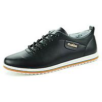 Men\'s Loafers Slip-Ons Comfort PU Spring Fall Athletic Outdoor Comfort Flat Heel Black Flat