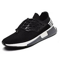 Men\'s Athletic Shoes Comfort PU Spring Fall Athletic Outdoor Walking Comfort Lace-up Flat Heel Gray Black Flat