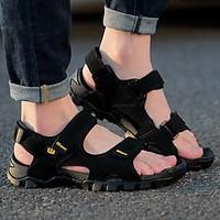 mens sandals comfort pu spring casual black flat