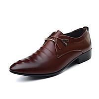 Men\'s Wedding Shoes Comfort PU Spring Casual Dark Brown Brown Black Flat