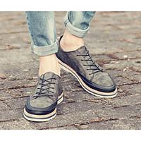 Men\'s Sneakers Comfort PU Spring Casual Brown Gray Black Flat