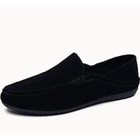 Men\'s Sneakers Moccasin Comfort Suede Spring Casual Khaki Gray Black Flat