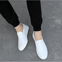 mens loafers slip ons comfort pu spring casual black white flat