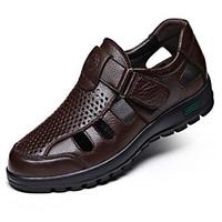 mens sandals comfort nappa leather spring casual brown black flat