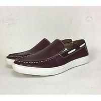 Men\'s Boat Shoes Comfort Pigskin Leather Spring Casual Burgundy Screen Color Black Flat