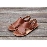 mens sandals comfort pigskin leather spring casual screen color coffee ...