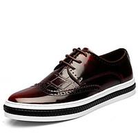 Men\'s Sneakers Comfort Pigskin Leather Spring Casual Screen Color Red Black Flat