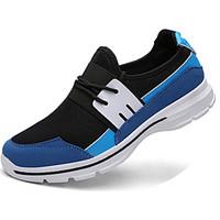 Men\'s Athletic Shoes Spring Fall Comfort PU Casual Running Flat Heel Lace-up Black Gray Blue