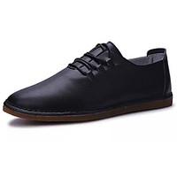 Men\'s Sneakers Comfort Leather Spring Fall Casual Walking Comfort Split Joint Flat Heel White Black Orange 2in-2 3/4in
