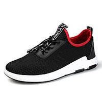 Men\'s Athletic Shoes Comfort PU Spring Fall Casual Walking Comfort Split Joint Flat Heel Black Black/Red 2in-2 3/4in
