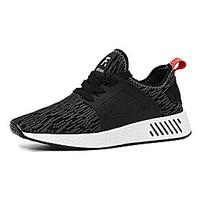 Men\'s Athletic Shoes Comfort Tulle Spring Fall Casual Walking Comfort Split Joint Flat Heel Black Gray Ruby 2in-2 3/4in