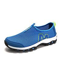 Men\'s Athletic Shoes Comfort Tulle Summer Casual Walking Comfort Split Joint Flat Heel Brown Navy Blue Dark Grey Army Green Blue2in-2