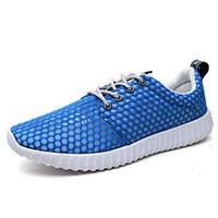Men\'s Athletic Shoes Spring Summer Comfort PU Outdoor Casual Flat Heel Lace-up Blue Gray Black