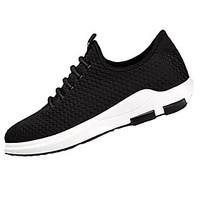 Men\'s Athletic Shoes Comfort PU Spring Fall Casual Walking Comfort Split Joint Flat Heel Black Black/Red 2in-2 3/4in