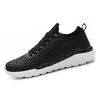 Men\'s Athletic Shoes Comfort Synthetic Spring Fall Casual Walking Comfort Split Joint Flat Heel White Black Black/White 2in-2 3/4in