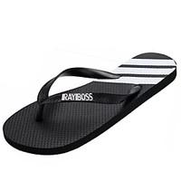 mens sandals comfort pu summer outdoor flat heel blackwhite black whit ...