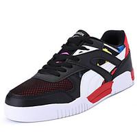 Men\'s Sneakers Comfort PU Spring Fall Outdoor Lace-up Flat Heel Black/Red Navy Blue White Flat