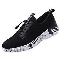 Men\'s Athletic Shoes Comfort PU Spring Fall Outdoor Lace-up Flat Heel Black/White Black Flat