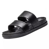 mens sandals comfort pu summer outdoor flat heel black white flat