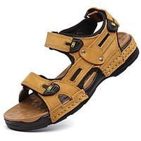 mens sandals comfort pu summer outdoor flat heel light brown coffee bl ...