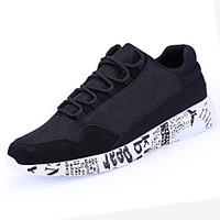 Men\'s Athletic Shoes Comfort PU Spring Fall Outdoor Lace-up Flat Heel Black/White Gray Black Flat