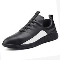 Men\'s Athletic Shoes Comfort PU Spring Fall Outdoor Lace-up Flat Heel Black White Flat