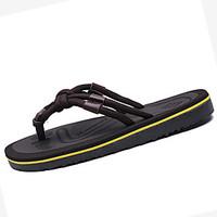 mens sandals comfort pu summer outdoor flat heel dark brown black flat