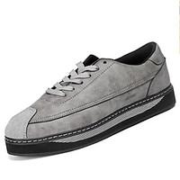 Men\'s Sneakers Comfort PU Spring Fall Outdoor Lace-up Flat Heel Light Brown Gray Black Flat