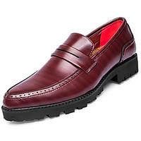 Men\'s Oxfords Comfort Pigskin Spring Fall Outdoor Walking Flat Heel Red Brown Black Under 1in