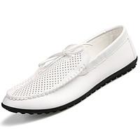 Men\'s Oxfords Comfort PU Spring Fall Outdoor Walking Flat Heel Black White Under 1in
