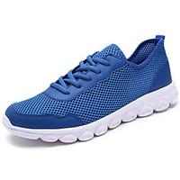Men\'s Sneakers Comfort Light Soles Tulle Spring Fall Athletic Casual Lace-up Flat Heel Royal Blue Gray Black Flat
