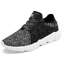 Men\'s Sneakers Comfort Light Soles Breathable Mesh Spring/Fall Casual Outdoor Comfort Light Soles Lace-up Flat HeelBlack/White Black