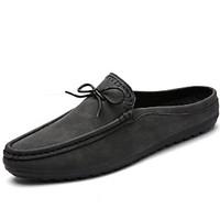 mens loafers slip ons spring fall comfort round toe suede casual black ...