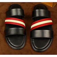 mens slippers flip flops spring comfort pu casual screen color black w ...